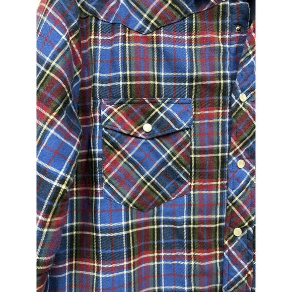 Wrangler Jacket Mens M Red  Plaid Pearl Snap Flannel Quilted‎ Western Shirt Coat - Picture 3 of 12